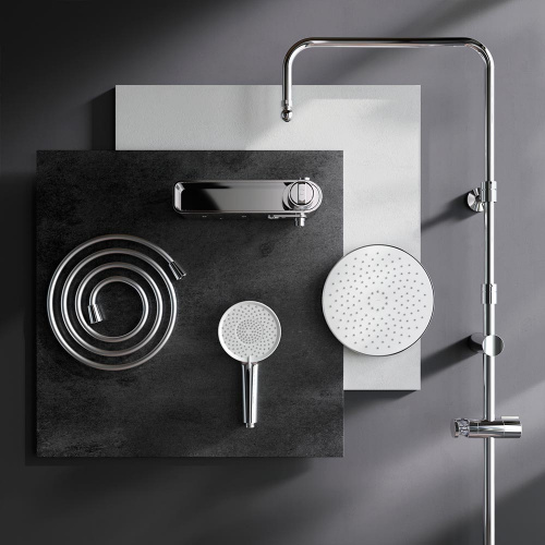 картинка F0785A600 X-Joy, душ.система: см-ль-полка д/душа, душ.штанга, верхн. душ 220мм, ручн душ, хром от магазина Сантехстрой
