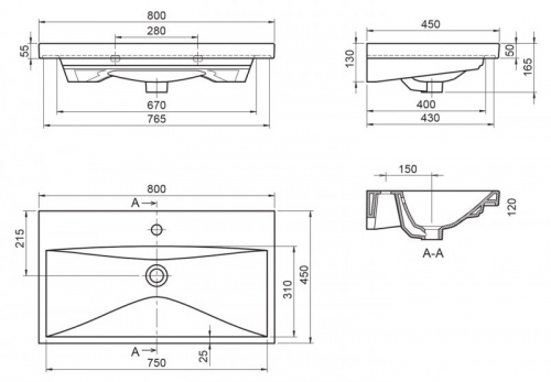 картинка Раковина Belbagno BB-0322-80-LVB 80x45 от магазина Сантехстрой