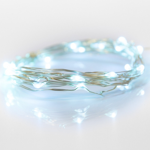 картинка Гирлянда Роса,  2 м,  20 диодов,  цвет голубой,  тонкий батарейный блок от магазина Сантехстрой