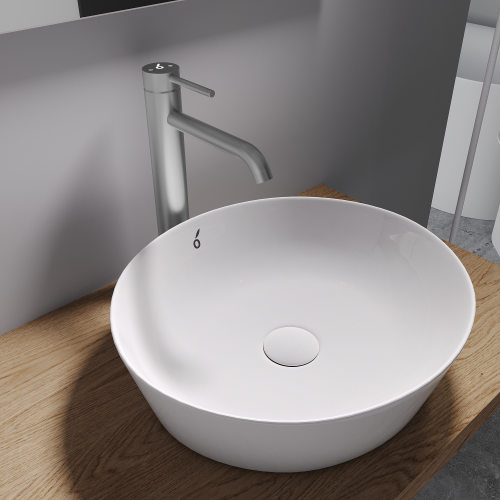 картинка Высокий смеситель для раковины Oliveeka OL-88239017-BN, никель матовый от магазина Сантехстрой