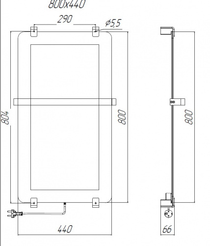 картинка Полотенцесушитель электрический Allen Brau Infinity 80x44 с рейлингом 2.0 и креплением, серебро браш от магазина Сантехстрой