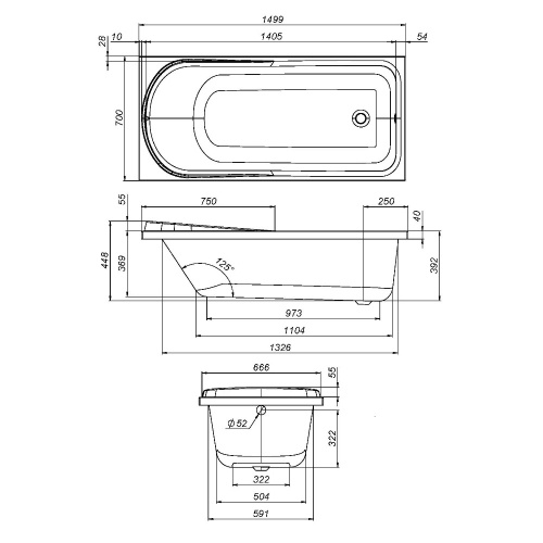 картинка W80A-150-070W-R Like, каркас для ванны A0 150х70 см, шт от магазина Сантехстрой