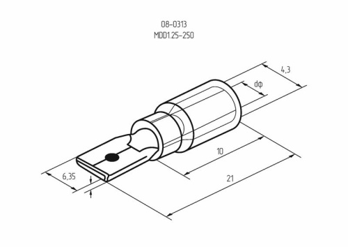 картинка Клемма плоская изолированная РПи-п 1.5-(6.3)/РпИп 1,25-6-0,8 штекер 6.3 мм 0.5-1.5 мм² красная REXANT от магазина Сантехстрой