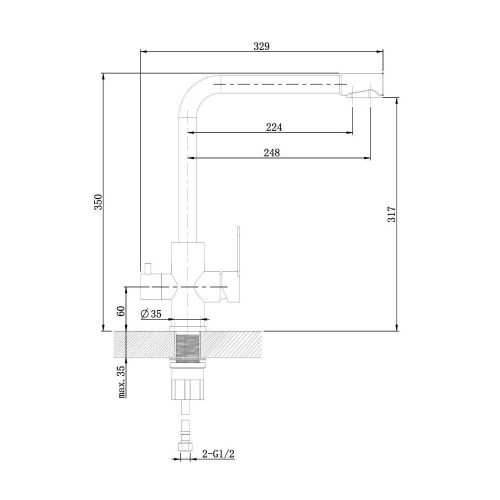 картинка Смеситель для кухни Orange Steel M99-008b с каналом питьевой воды, матовый черный от магазина Сантехстрой