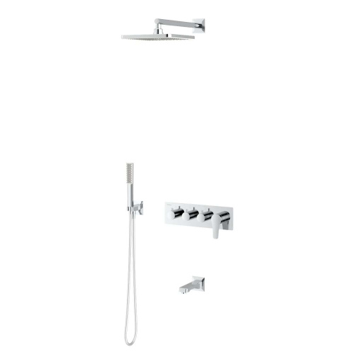 картинка Втраиваемый смеситель Euro X с изливом, душевой лейкой и головным душем, хром от магазина Сантехстрой