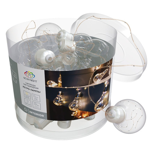 картинка Гирлянда светодиодная Ретро-лампы ,  3 м,  ТЕПЛЫЙ БЕЛЫЙ от магазина Сантехстрой