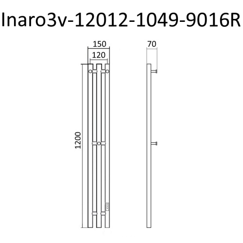 картинка Полотенцесушитель Inaro Р120*6*012 (СНШ, Белый RAL 9016 (мат), 2 секции по 3 вставки, Под скрытый мо от магазина Сантехстрой