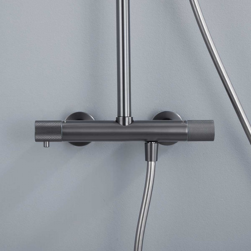 картинка Душевая стойка Desire VSFS-1D0TGM термостатическая, вороненая сталь от магазина Сантехстрой