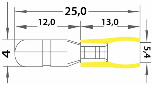 картинка Разъем штекерный изолированный штекер 5 мм 4-6 мм² (РШи-п 6.0-5/РшИп5.5-4) желтый REXANT от магазина Сантехстрой
