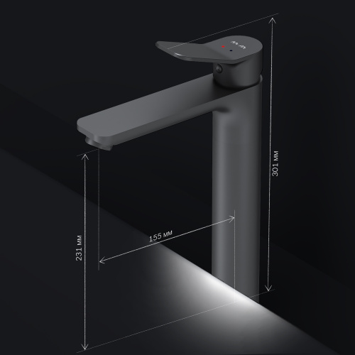 картинка F85A92022 X-Joy, смеситель д/умывальника высокий, черный, шт. от магазина Сантехстрой