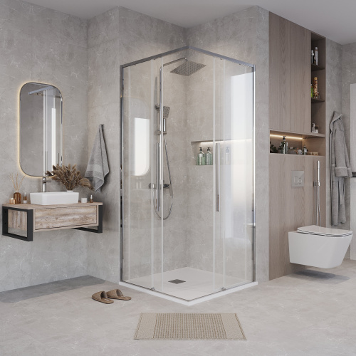 картинка Душ.ограждение 300.K33.01.8070.10.00 Galaxy (80*70*195) хром, стекло прозрачное, 2 места от магазина Сантехстрой