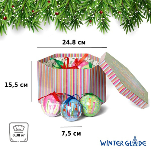 картинка Набор ёлочных шаров Winter Glade, папье-маше, 14 шт. от магазина Сантехстрой