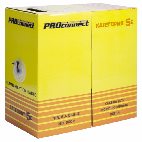 картинка Кабель витая пара U/UTP,  CAT 5e, PE,  4PR,  24AWG, OUTDOOR, SOLID,  черный,  305 м PROconnect от магазина Сантехстрой