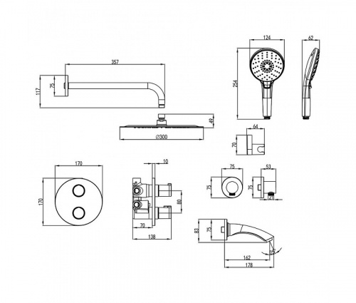 картинка Душевая система Lemark Yeti термостатический для ванны и душа  (LM7822С) от магазина Сантехстрой