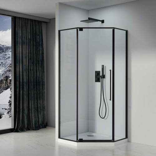 картинка Душевой уголок Black&White Stellar Wind S815 BC 100x100 8151000 профиль Черный матовый стекло прозрачное от магазина Сантехстрой