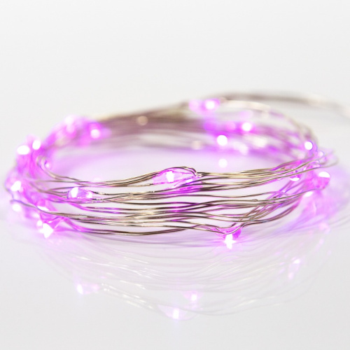 картинка Гирлянда Роса,  2 м,  20 диодов,  цвет розовый,  тонкий батарейный блок от магазина Сантехстрой