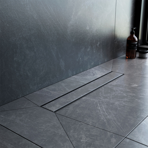 картинка W02SC-U11-050-04BM PrimeFlow Трап для душа линейный универс затвор Tile 50см цвет черн мат от магазина Сантехстрой