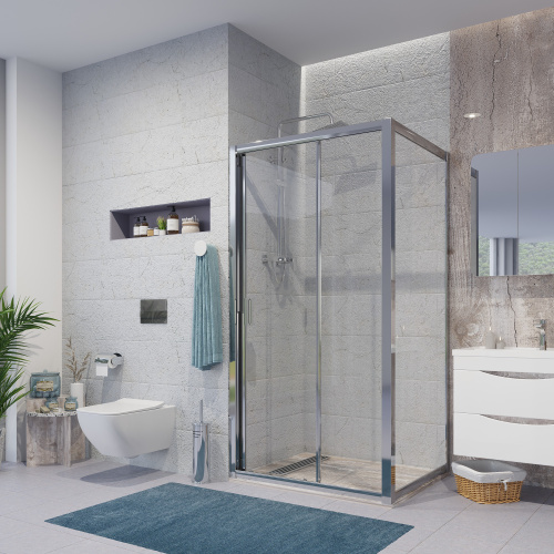 картинка Душевое ограждение Niagara Nova NG-62-9A-A70 (90х70х195) прямоугольник,хром,двери раздвижные,стекло прозрачное,2 места от магазина Сантехстрой