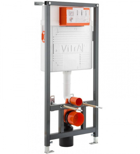 картинка Комплект унитаза с инсталляцией Vitra Metropole 9820B003-7201 с сиденьем Микролифт и клавишей смыва Хром матовый от магазина Сантехстрой