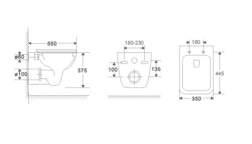 картинка Подвесной унитаз Terminus Ното 550х350 белый от магазина Сантехстрой