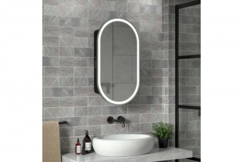 картинка Зеркало-шкаф Reflection Black led 450x800 RF2003BL от магазина Сантехстрой