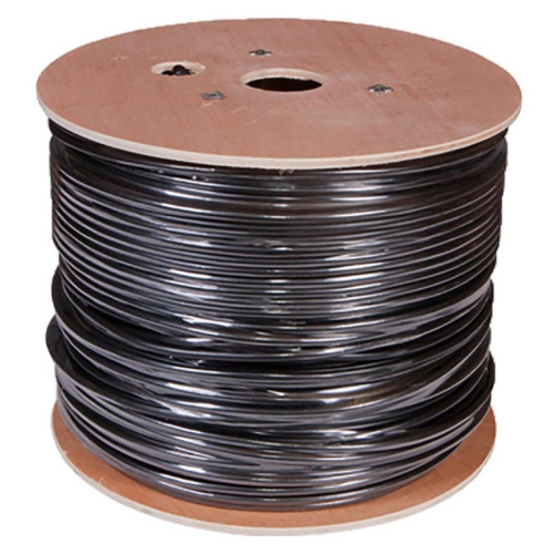 картинка Кабель витая пара SF/UTP,  CAT 5e, PE,  4PR,  24AWG, OUTDOOR, SOLID,  черный,  305м,  REXANT от магазина Сантехстрой