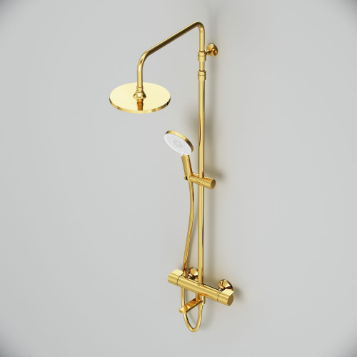 картинка F0785A599 X-Joy, душ.система:  см-ль д/ванны/душа с ТМС, душ.штанга,верх.душ 220мм, руч.душ, золото от магазина Сантехстрой
