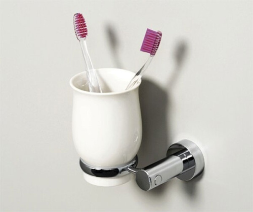 картинка Стакан для зубных щеток WasserKRAFT K-24228 Хром Белый от магазина Сантехстрой