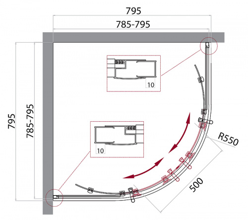 картинка Душевой уголок BelBagno Uno 80х80 UNO-195-R-2-80-P-Cr профиль Хром стекло рифленое от магазина Сантехстрой