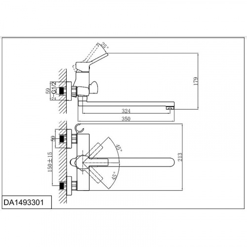 картинка Смеситель для ванны с душем DK Rhein.Dusseldorf (DA1493301) от магазина Сантехстрой