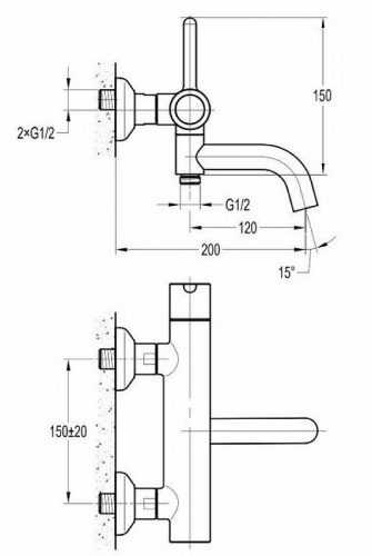 фото смеситель для ванны cezares eco eco-vd-nop черный матовый