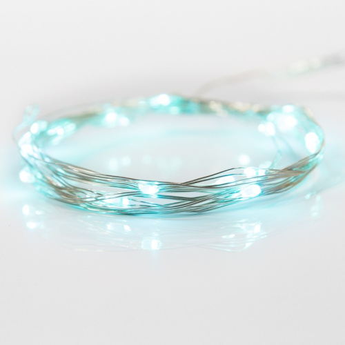 картинка Гирлянда Роса,  2 м,  20 диодов,  цвет бирюзовый,  тонкий батарейный блок от магазина Сантехстрой