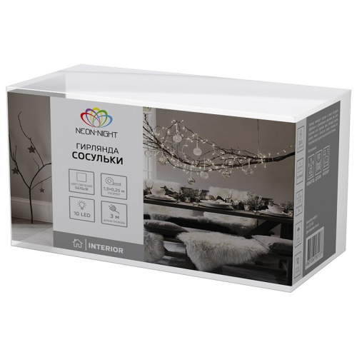 картинка Гирлянда Сосульки 1,5х0,25 м,  прозрачный провод,  белый цвет свечения NEON-NIGHT от магазина Сантехстрой