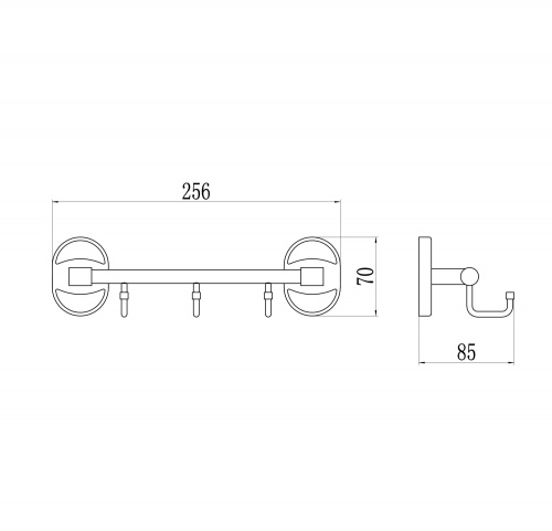 картинка Планка с крючками (3 крючка) Savol S-008203-1 от магазина Сантехстрой