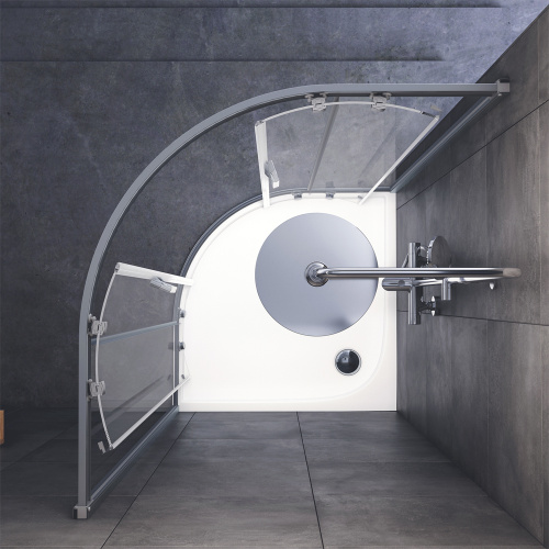 картинка W90G-401-100WT Gem душевое ограждение 100х100, стекло прозрачное, профиль матовое серебо,без поддона от магазина Сантехстрой