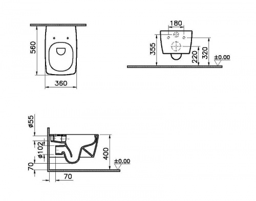 картинка Комплект унитаза с инсталляцией Vitra Metropole 9820B003-7201 с сиденьем Микролифт и клавишей смыва Хром матовый от магазина Сантехстрой