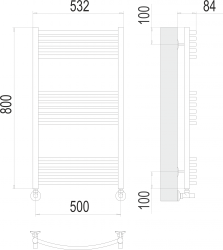 картинка Полотенцесушитель Terminus "Классик", водяной, нержавеющая сталь, 500x800x90 мм от магазина Сантехстрой