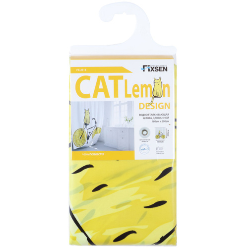 картинка Шторка для ванны Fixsen Design Cat FX-2515 180х200 Белая Желтая от магазина Сантехстрой