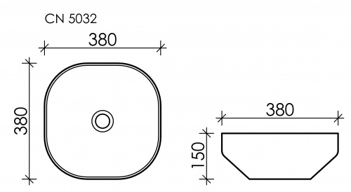 картинка CN5032 Умывальник чаша накладная квадратная Element 380*380*150мм от магазина Сантехстрой