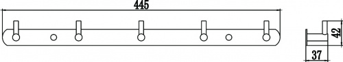 картинка Планка с крючками (5 крючков) Savol (S-007215H) от магазина Сантехстрой