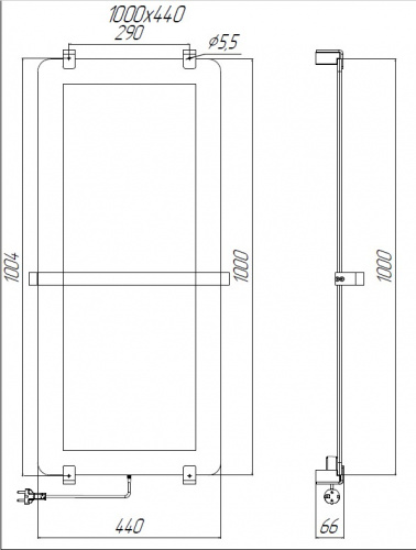 картинка Полотенцесушитель электрический Allen Brau Infinity 100x44 с рейлингом 2.0 и креплением, серебро браш от магазина Сантехстрой