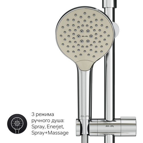 картинка F0780064 Like душевая система, верхний душ 250 мм, ручной душ 120 мм, 3 функции, хром, шт. от магазина Сантехстрой