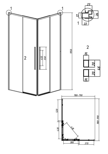 картинка Душевое ограждение Grossman Galaxy 1/2.K33.01.10.10.00-1/2.K33.01.80.10.00 (100х80х195) раздвижная,хром,стекло прозрачное,2 места от магазина Сантехстрой
