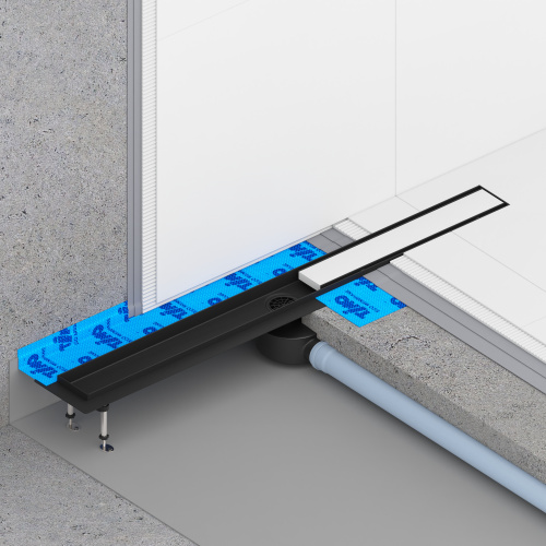 картинка Душевой лоток TIMO Drain System 900 с двусторонней панелью "plate" под плитку, Чёрный (DS230209/03) от магазина Сантехстрой