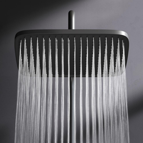 картинка F078F222 Func, душ. система: см-ль-полка д/душа с ТМС: душ.штанга, верхн. душ квадр., ручн.душ, черн от магазина Сантехстрой