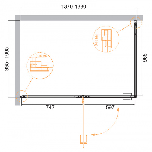 картинка Душевой уголок Cezares Bellagio 140x100 BELLAGIO-AH-1-140/100-C-NERO профиль Черный матовый стекло прозрачное от магазина Сантехстрой