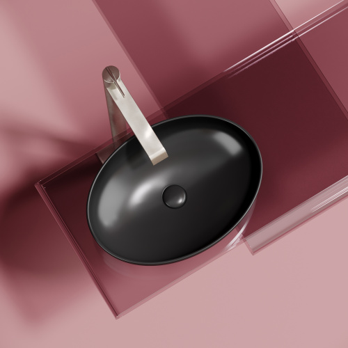 картинка CN6056MB Умывальник чаша накладная овальная (цвет Чёрный Матовый) Element 502*363*145мм от магазина Сантехстрой