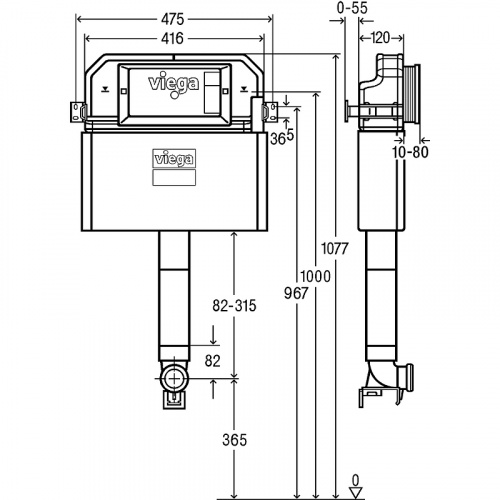 картинка Смывной бачок Viega Prevista Dry 8502 771904 без клавиши смыва от магазина Сантехстрой