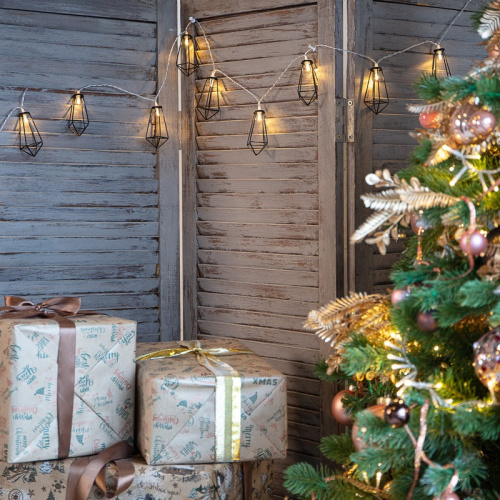 картинка Гирлянда светодиодная Кристаллы черные 10 LED,  1,5 м,  прозрачный ПВХ,  теплый белый свет свечения,  2 х АА (батарейки не в комплекте) NEON-NIGHT от магазина Сантехстрой