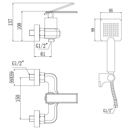 фото смеситель для душа savol s-600107t хром
